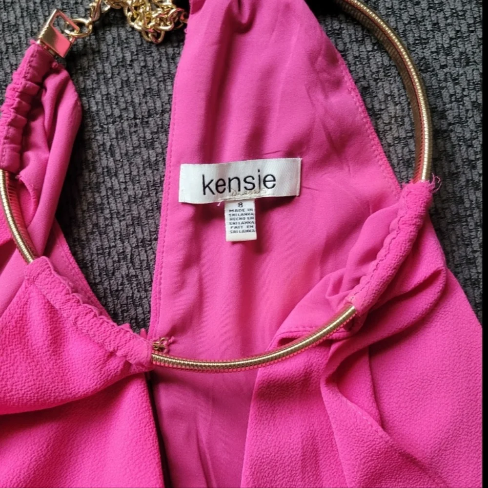 🩷 Kensie Size 8 Women's Draped Snake-Chain Keyhole Dress-ROSE - Picture 2 of 11